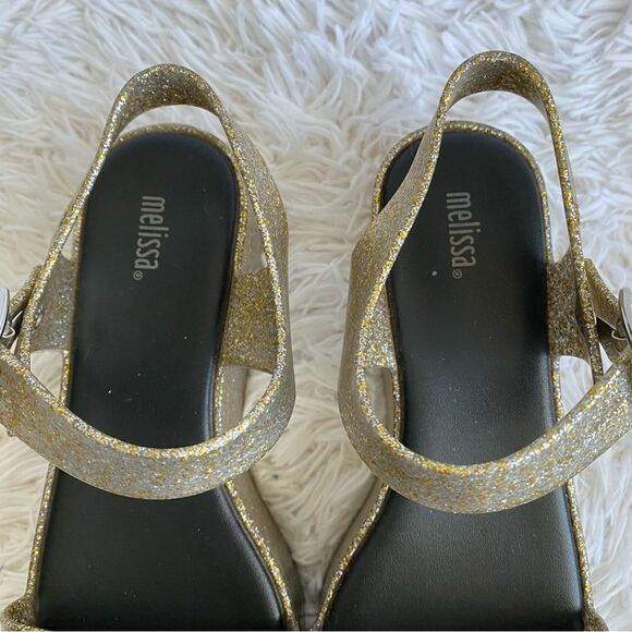 Melissa Mar Platform Jelly Sandals in Gold and Silver Glitter Size 7 - Picture 5 of 11
